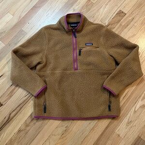Patagonia  retro pile Marsupial pullover pink trim szL